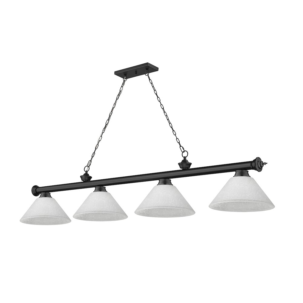 Z-Lite Cordon 4 Light Billiard, Steel Frame, White Linen Shade Color. Picture 5