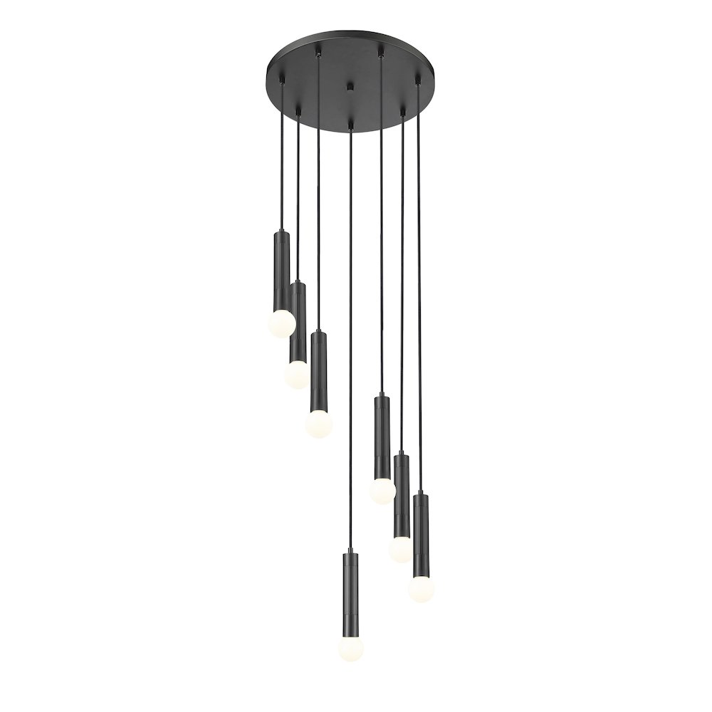 Z-Lite Stari 7 Light Chandelier in Matte Black color, Steel frame. Picture 2