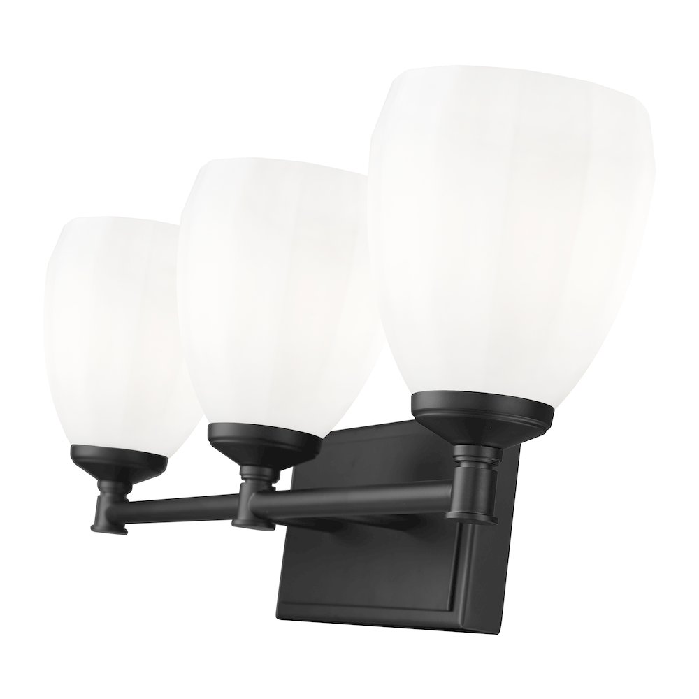 Z-Lite Oren 3 Light Vanity in Matte Black color, Steel frame. Picture 4