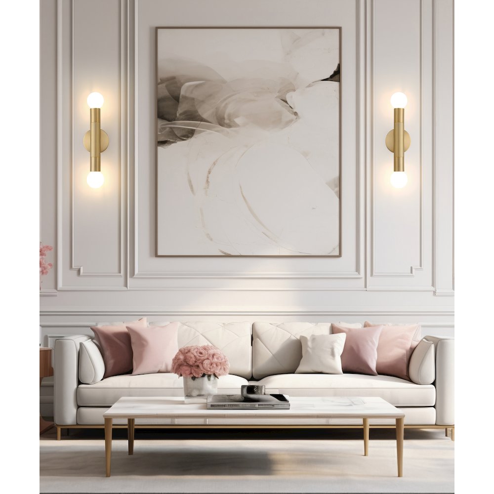 Z-Lite Stari 2 Light Wall Sconce in Modern Gold color, Steel frame. Picture 7