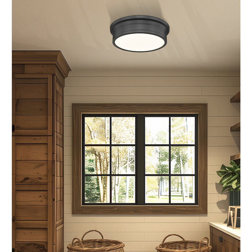 Z-Lite 1 Light Flush Mount, Matte Black. Picture 5