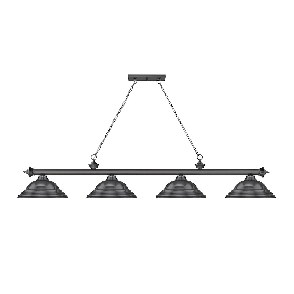 Z-Lite Cordon 4 Light Billiard, Steel Frame, Bronze Plate Shade Color. Picture 2