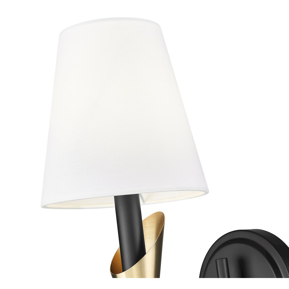 Z-Lite Claudelle 1 Light Wall Sconce in Matte Black + Modern Gold color. Picture 4