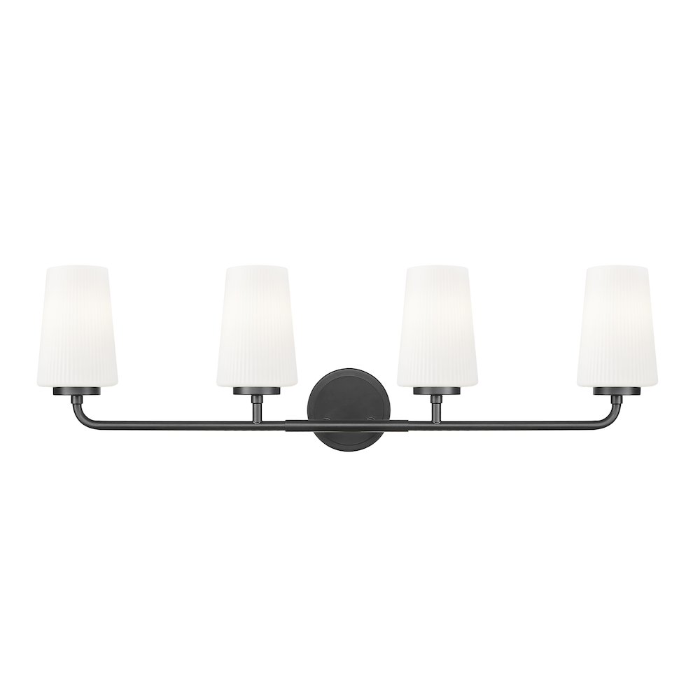 Z-Lite Montford 4 Light Vanity in Matte Black color, Steel frame. Picture 2