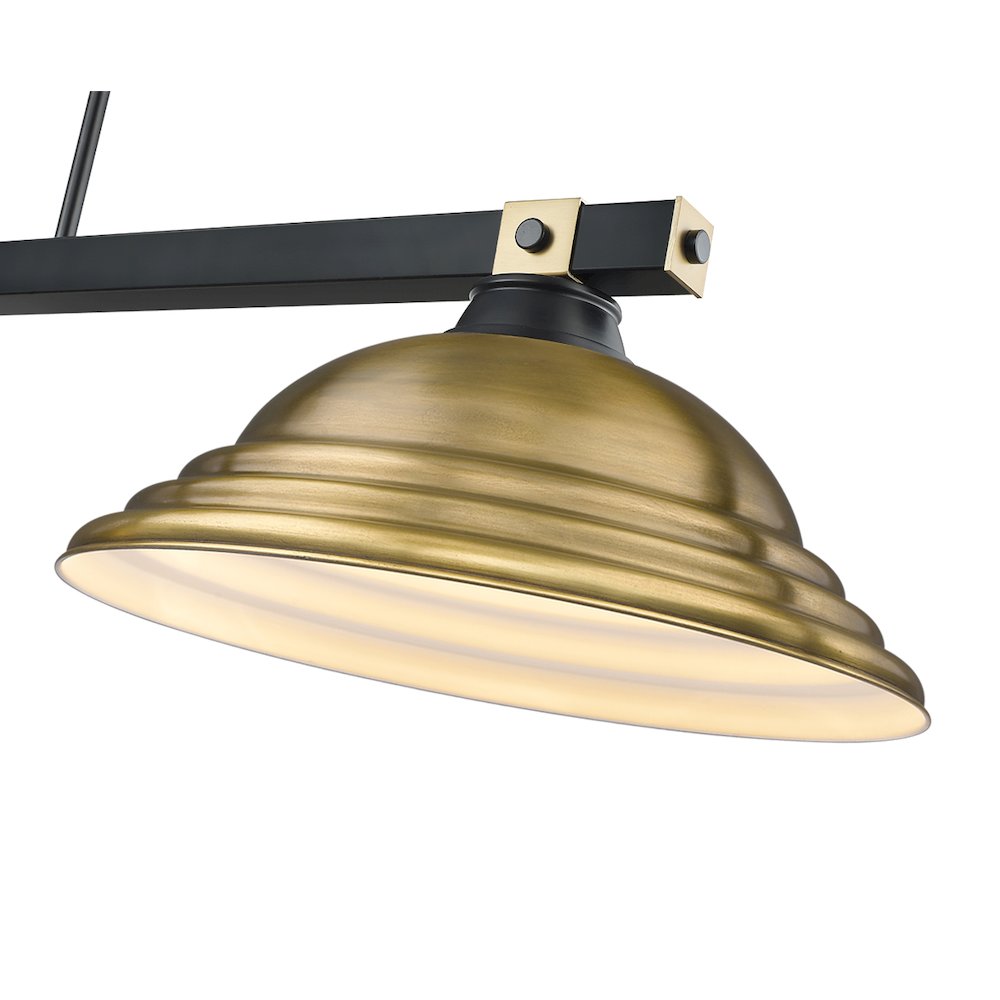 Z-Lite Bronte 3 Light Billiard, Steel Frame, Rubbed Brass Shade Color. Picture 4