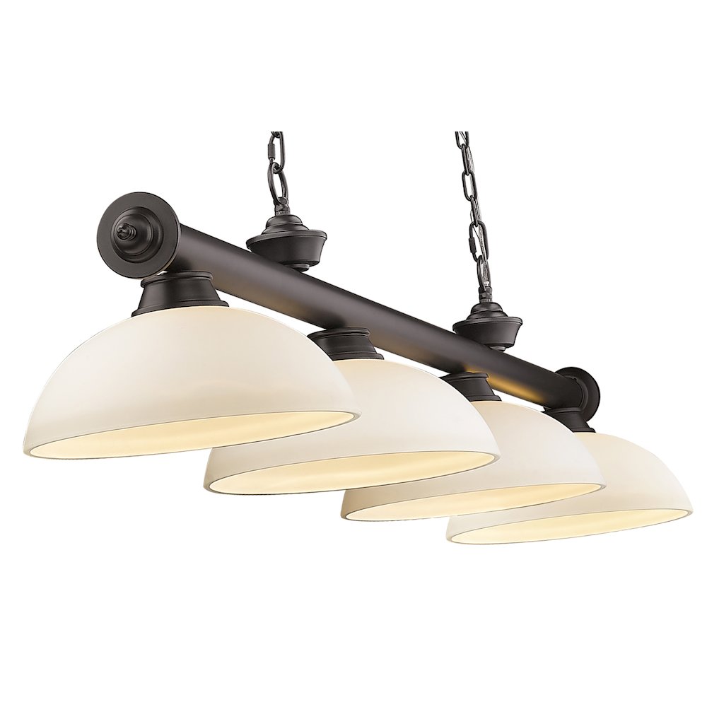Z-Lite Cordon 4 Light Billiard, Steel Frame, Matte Opal Shade Color. Picture 4