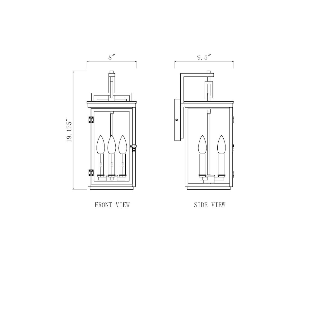 Z-Lite Hartwell 3 Light Outdoor Wall Light in Sand Black color, Aluminum frame. Picture 8
