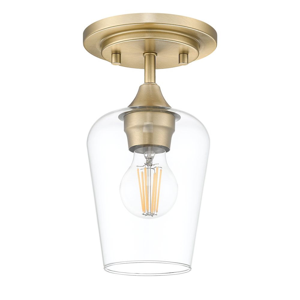 Z-Lite 1 Light Flush Mount, Burnished Brass. Picture 7