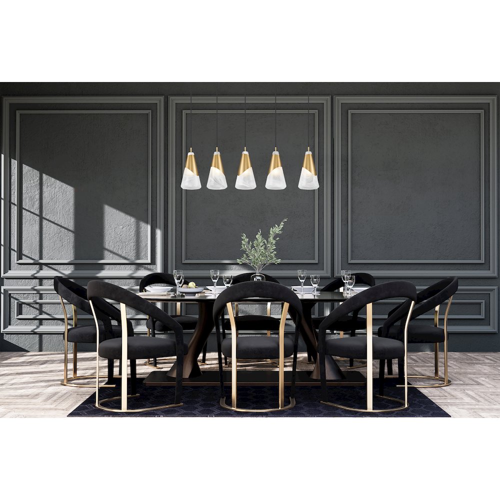 Z-Lite Aimie 5 Light Linear Chandelier, Modern Gold. Picture 7