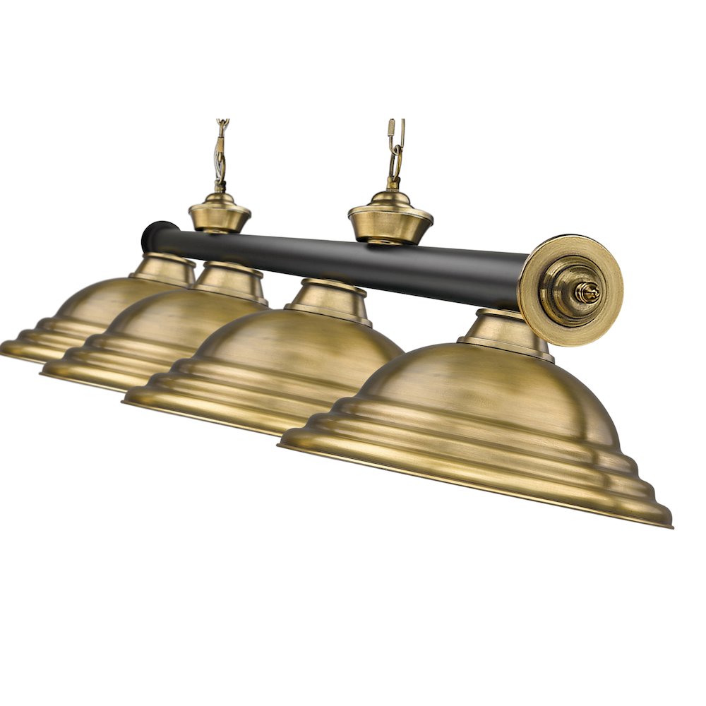 Z-Lite Cordon 4 Light Billiard, Steel Frame, Rubbed Brass Shade Color. Picture 4