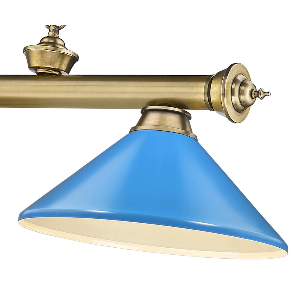 Z-Lite Cordon 3 Light Billiard, Steel Frame, Electric Blue Shade Color. Picture 4
