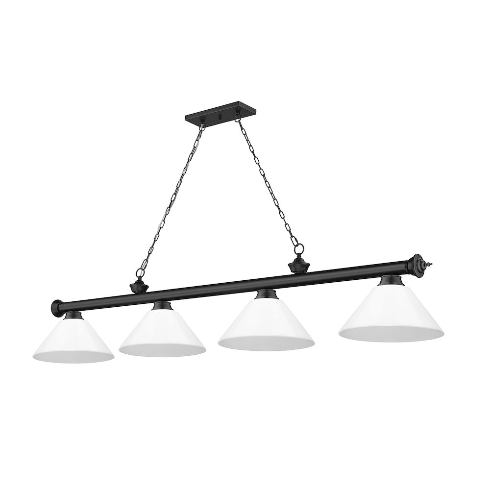 Z-Lite Cordon 4 Light Billiard, Steel Frame, White Shade Color. Picture 5