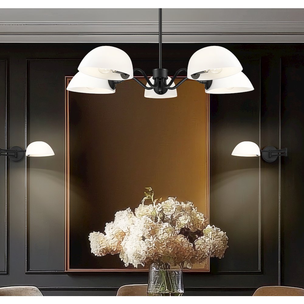 Z-Lite 5 Light Chandelier, Matte Black. Picture 6