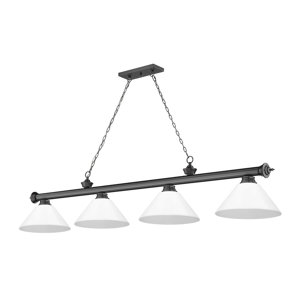 Z-Lite Cordon 4 Light Billiard, Steel Frame, White Shade Color. Picture 5