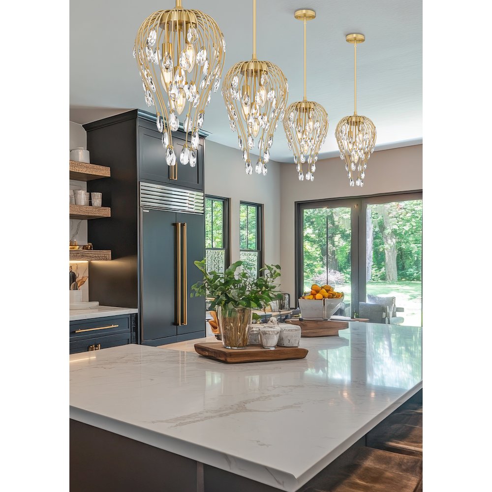Z-Lite 3 Light Pendant, Modern Gold. Picture 5