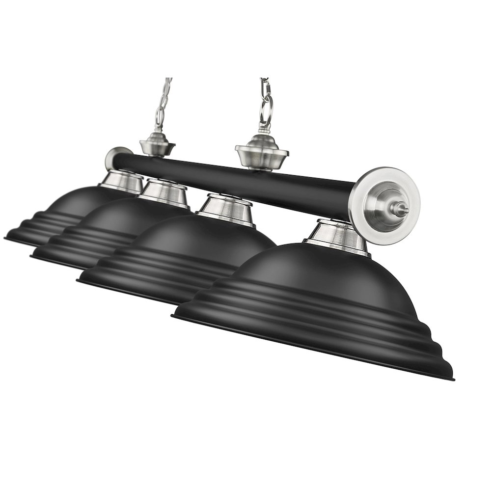Z-Lite Cordon 4 Light Billiard, Steel Frame, Matte Black Shade Color. Picture 4