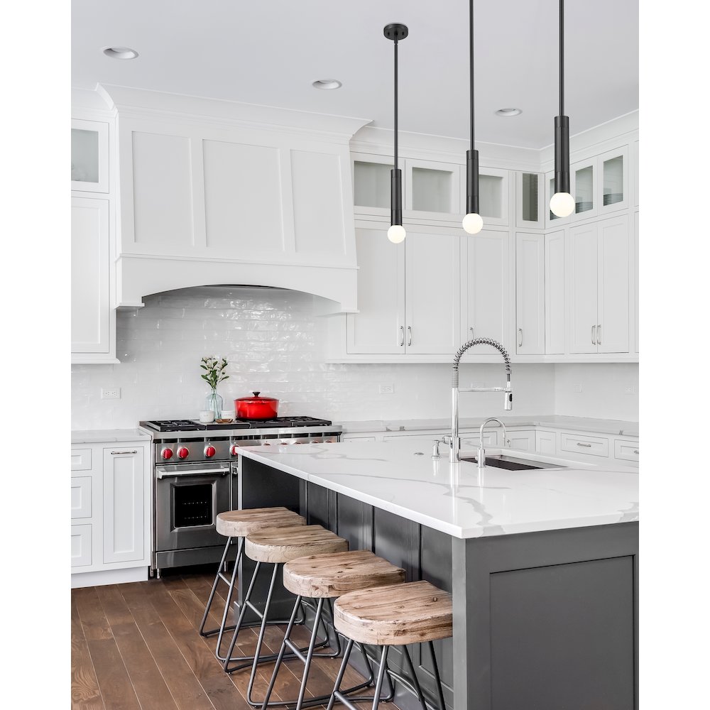 Z-Lite Stari 1 Light Pendant in Matte Black color, Steel frame. Picture 6