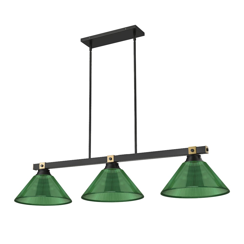 Z-Lite Bronte 3 Light Billiard, Steel Frame, Green Shade Color. Picture 5
