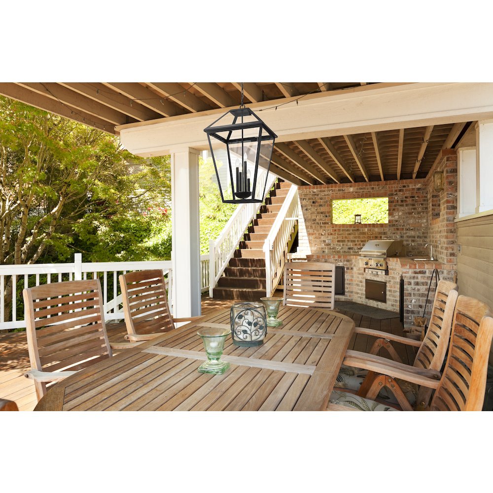 Z-Lite Talbot 4 Light Outdoor Chain Mount Ceiling Fixture, Black. Picture 6
