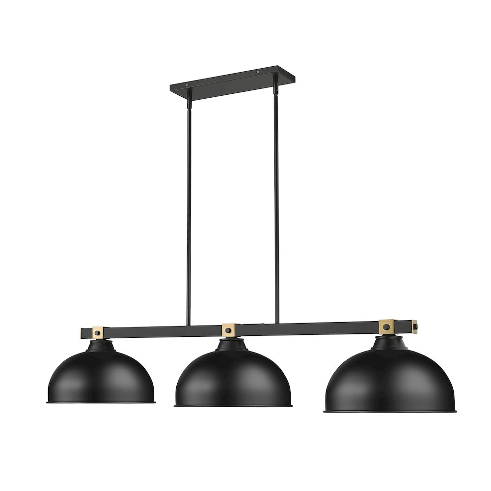 Z-Lite Bronte 3 Light Billiard, Steel Frame, Matte Black Shade Color. Picture 3