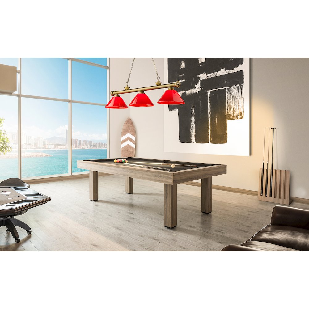 Z-Lite Cordon 3 Light Billiard, Steel Frame, Red Shade Color. Picture 6