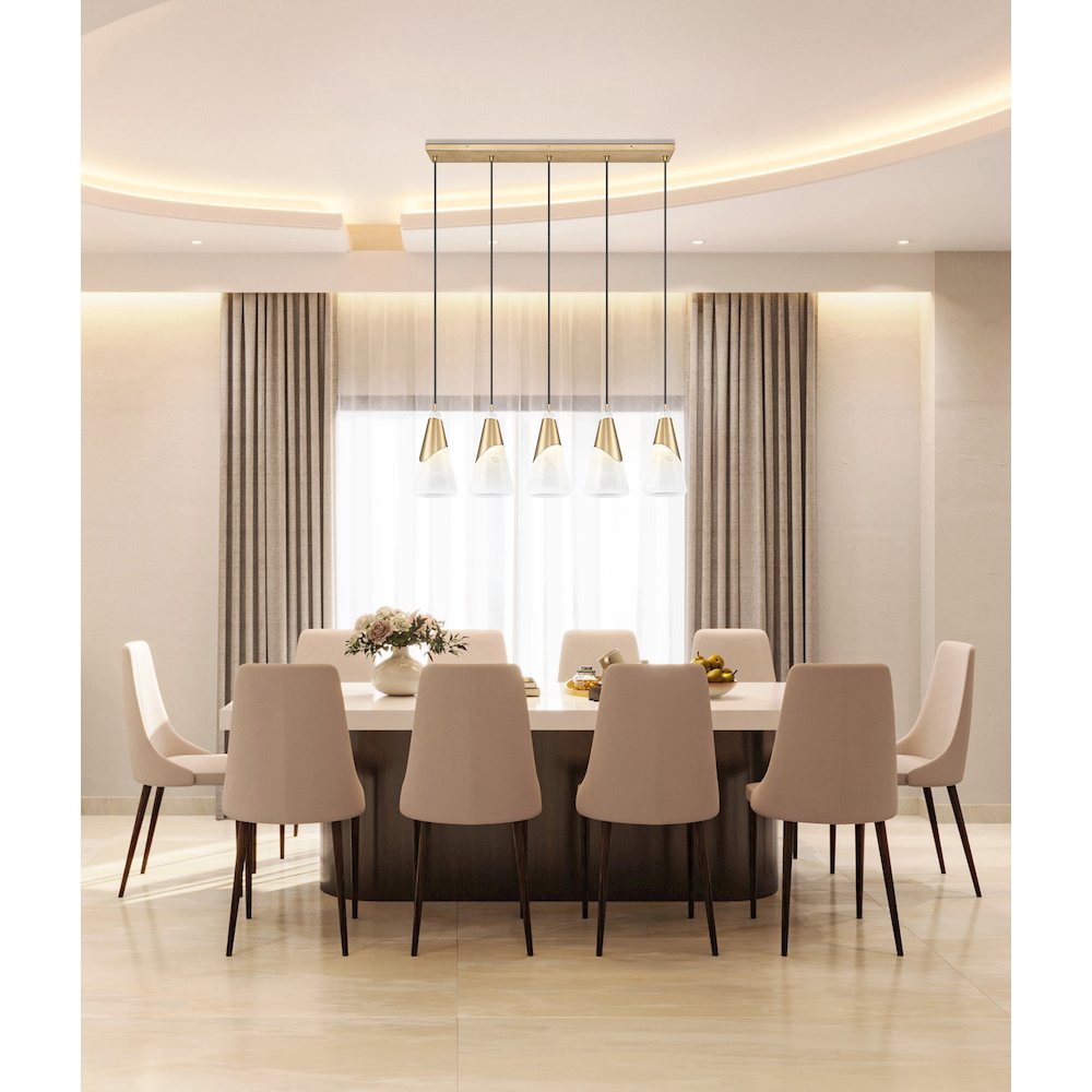 Z-Lite Aimie 5 Light Linear Chandelier, Modern Gold. Picture 6