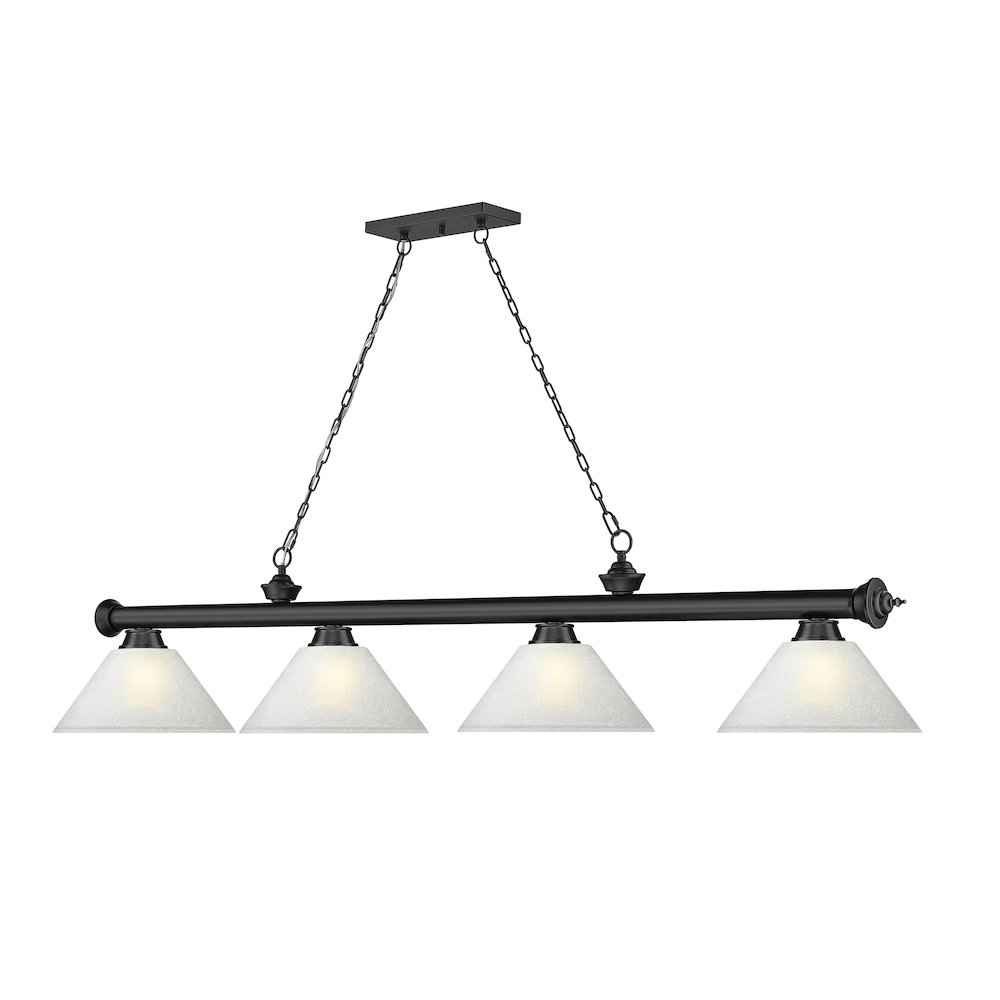 Z-Lite Cordon 4 Light Billiard, Steel Frame, White Linen Shade Color. Picture 3