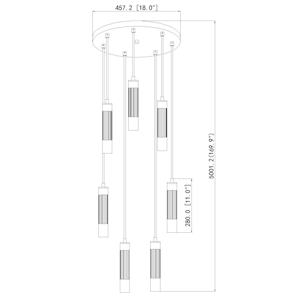Z-Lite Stari 7 Light Chandelier in Modern Gold color, Steel frame. Picture 8
