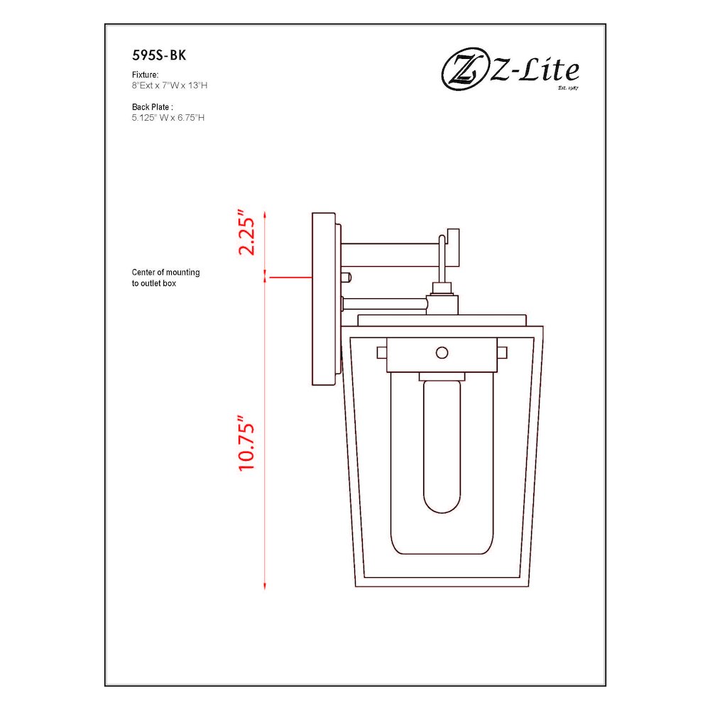 Z-Lite 1 Light Outdoor Wall Light. Picture 9