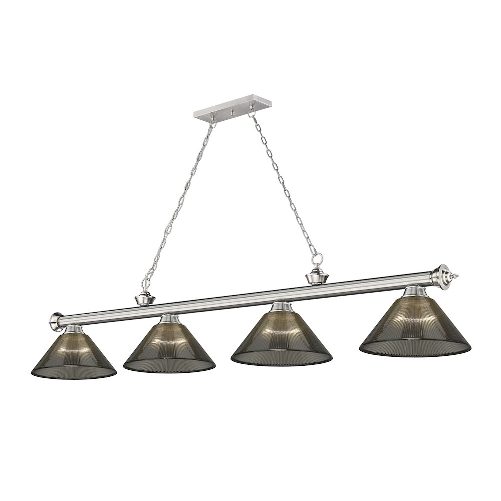 Z-Lite Cordon 4 Light Billiard, Steel Frame, Smoke Shade Color. Picture 1