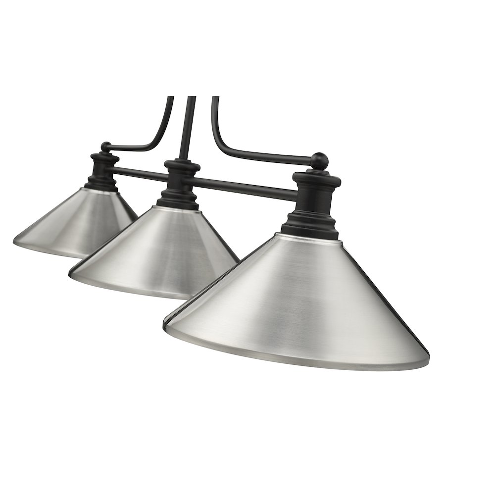 Z-Lite Melange 3 Light Billiard, Steel Frame, Brushed Nickel Shade Color. Picture 4