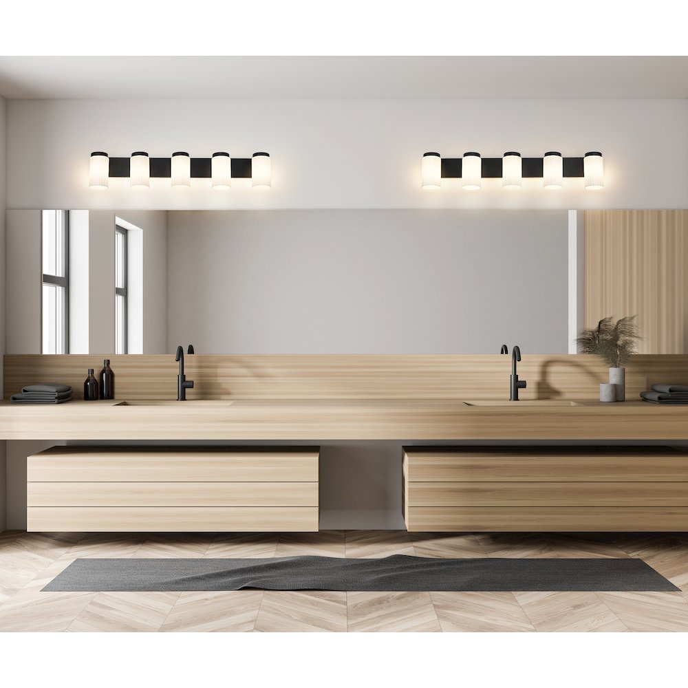 Z-Lite Burk 5 Light Vanity, Matte Black. Picture 7