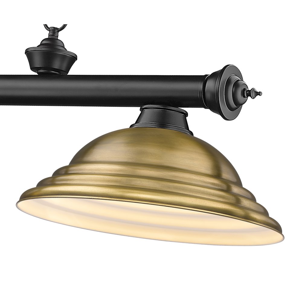 Z-Lite Cordon 3 Light Billiard, Steel Frame, Rubbed Brass Shade Color. Picture 4