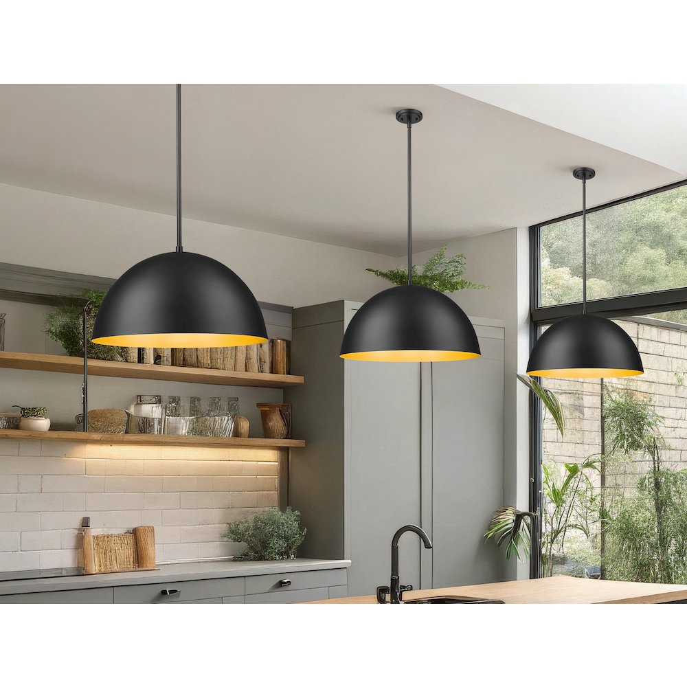 Z-Lite 3 Light Pendant, Matte Black. Picture 5