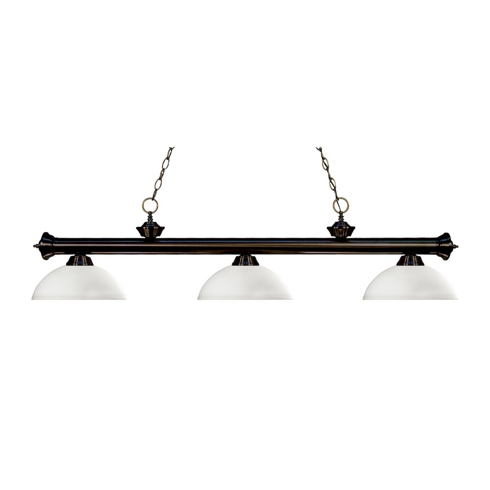 Z-Lite Riviera 3 Light Billiard, Steel Frame, Matte Opal Shade Color. Picture 1