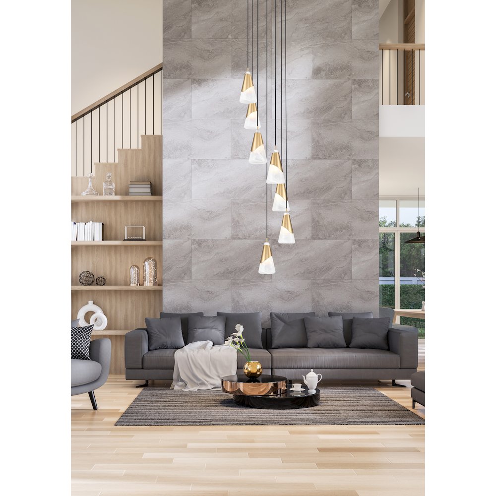 Z-Lite Aimie 7 Light Chandelier, Modern Gold. Picture 7