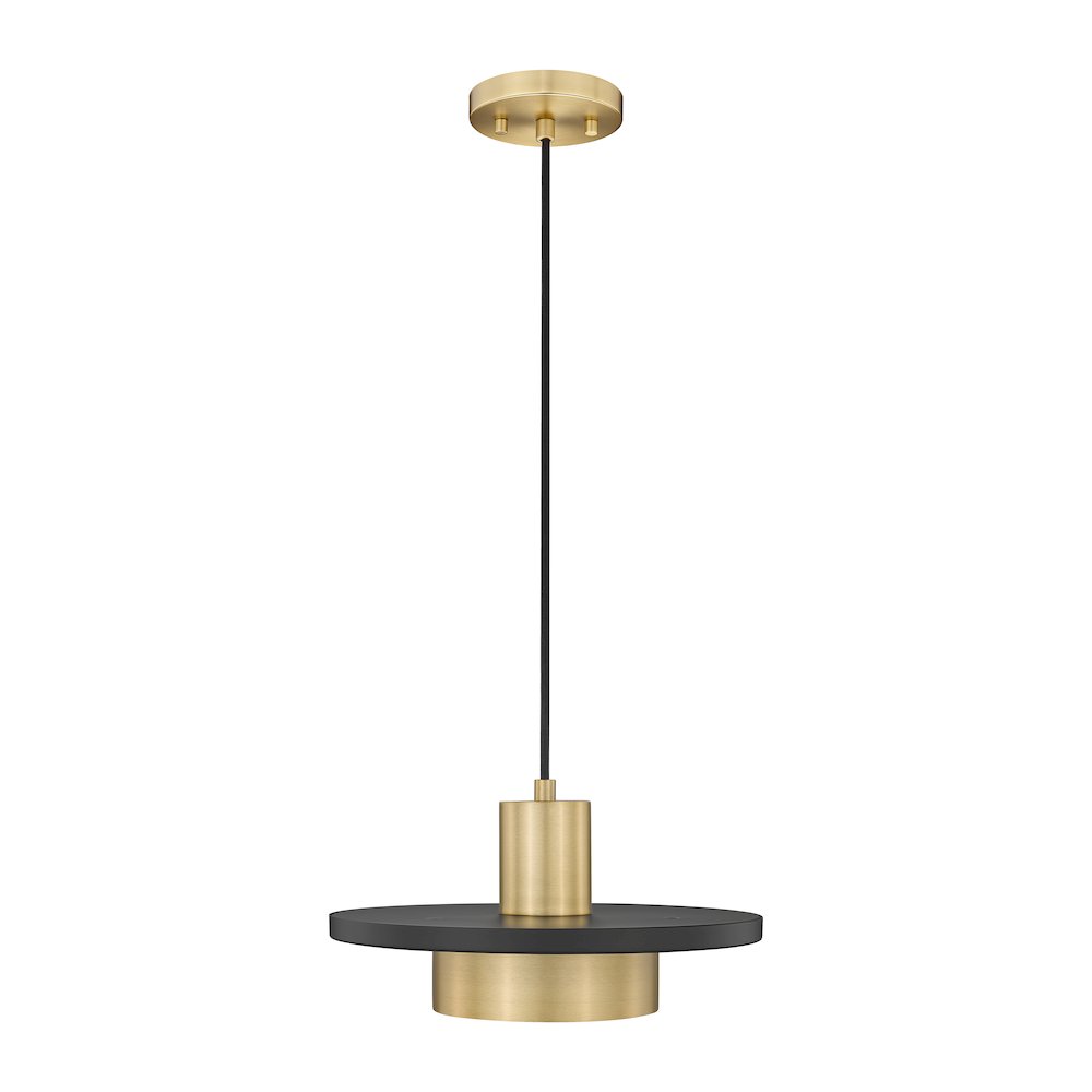 Z-Lite 1 Light Pendant, Matte Black + Modern Gold. Picture 3
