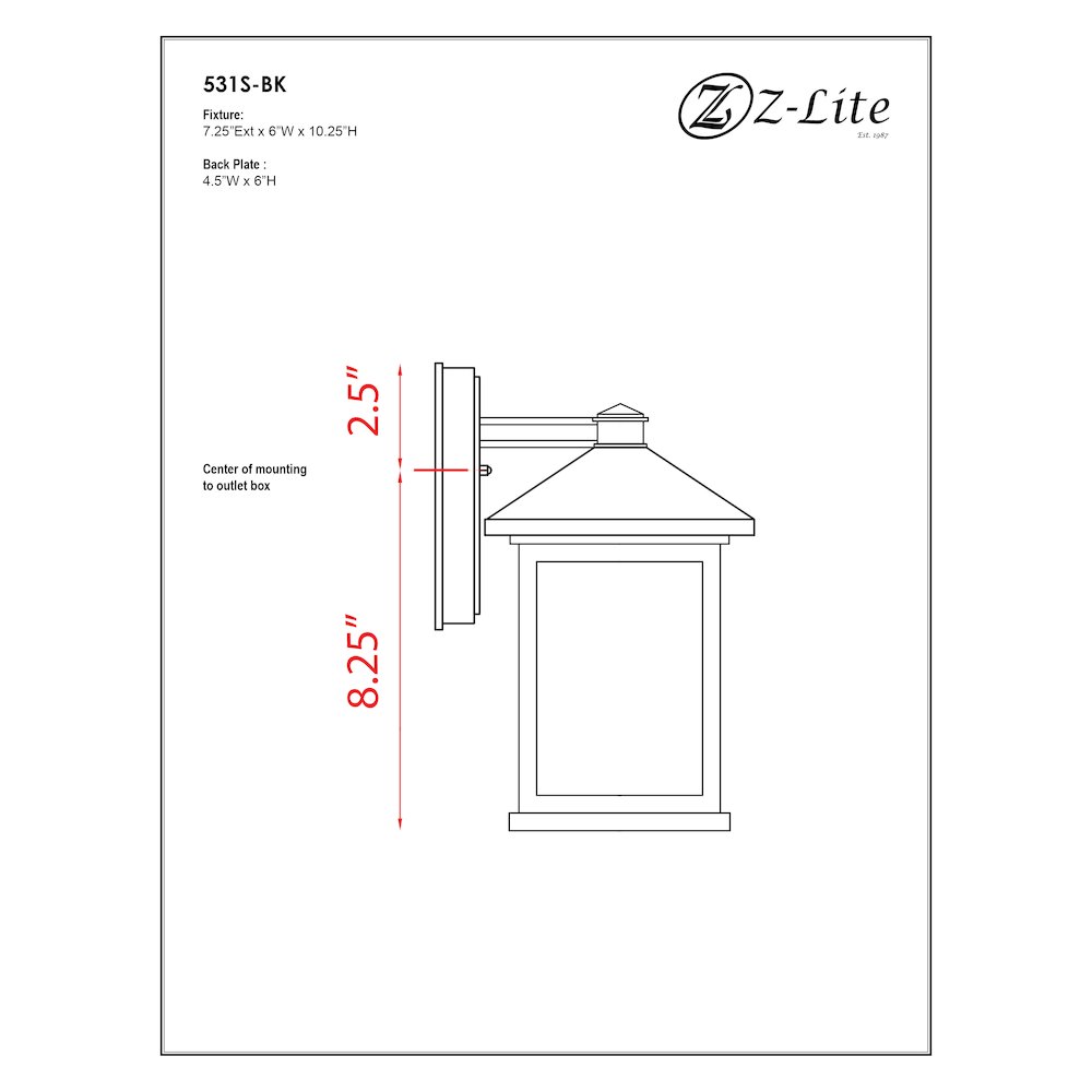 Z-Lite 1 Light Outdoor Wall Light. Picture 2
