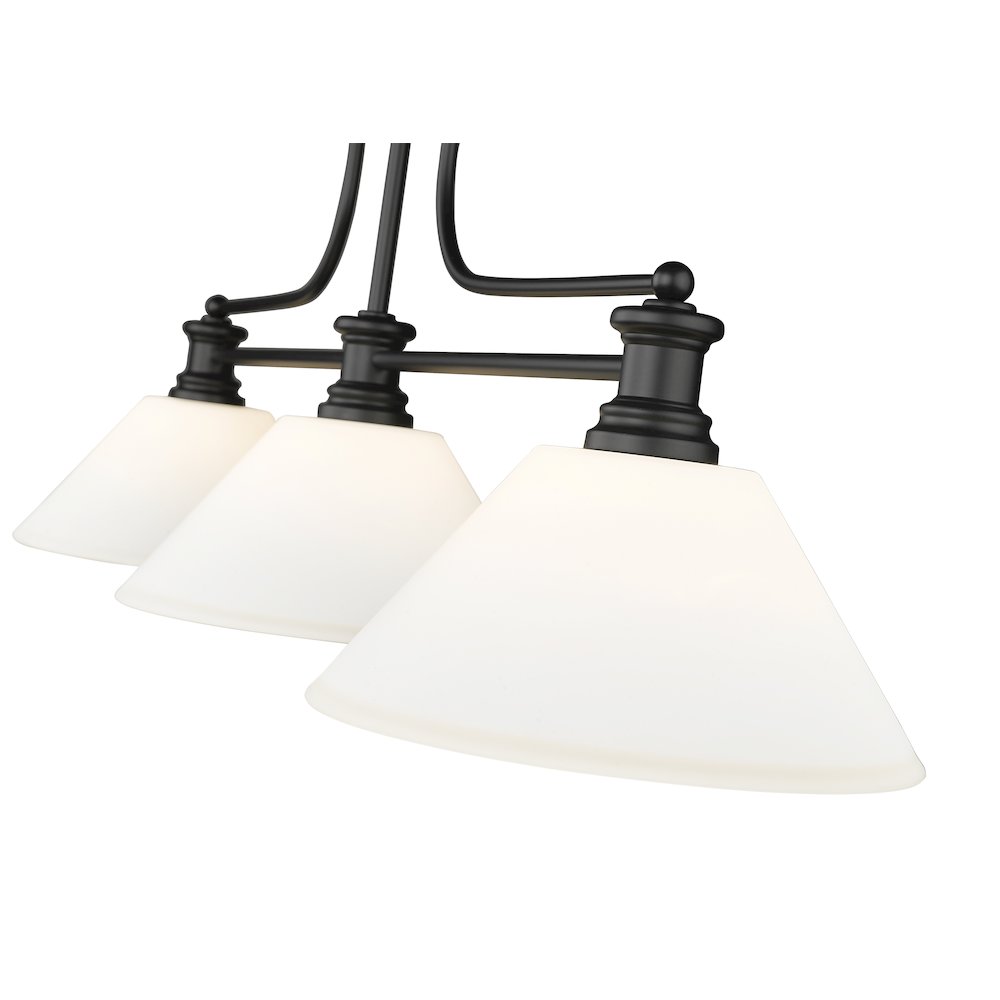 Z-Lite Melange 3 Light Billiard, Steel Frame, Matte Opal Shade Color. Picture 4