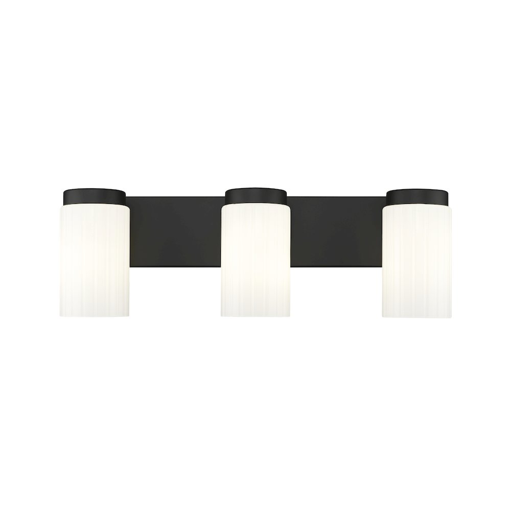 Z-Lite Burk 3 Light Vanity, Matte Black. Picture 3