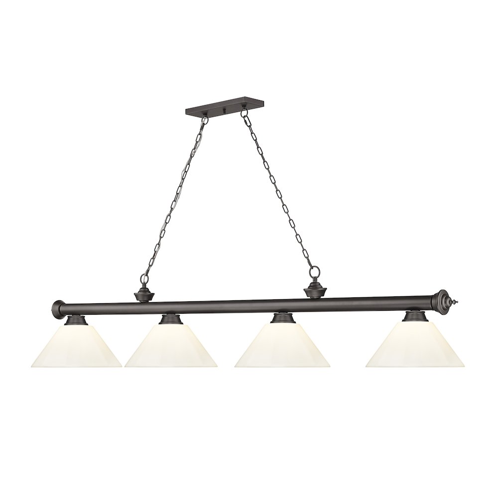 Z-Lite Cordon 4 Light Billiard, Steel Frame, White Shade Color. Picture 3