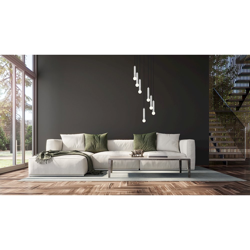 Z-Lite Stari 7 Light Chandelier in Brushed Nickel color, Steel frame. Picture 6