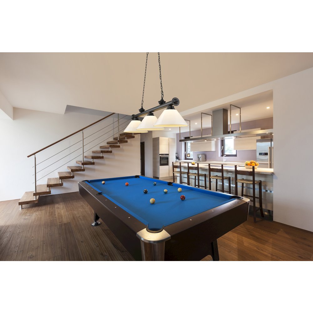 Z-Lite Cordon 3 Light Billiard, Steel Frame, White Shade Color. Picture 6