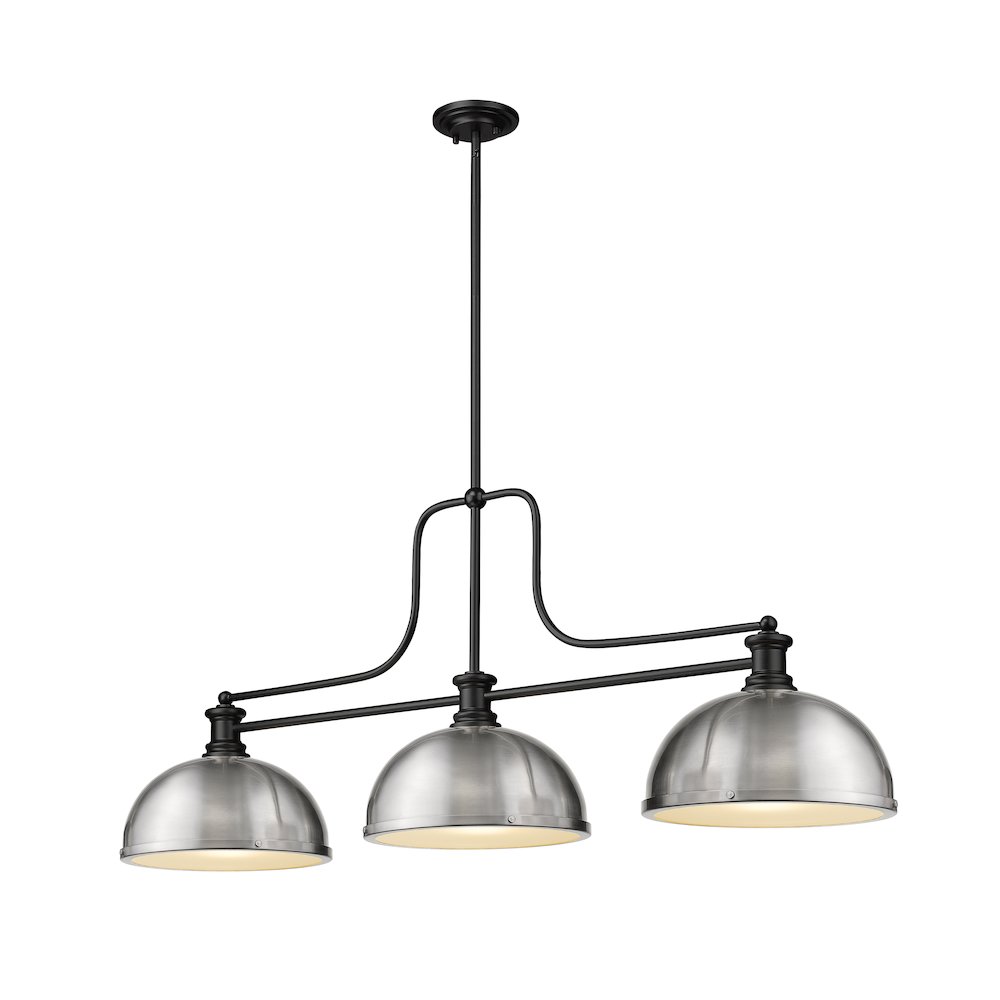 Z-Lite Melange 3 Light Billiard, Steel Frame, Brushed Nickel Shade Color. Picture 1