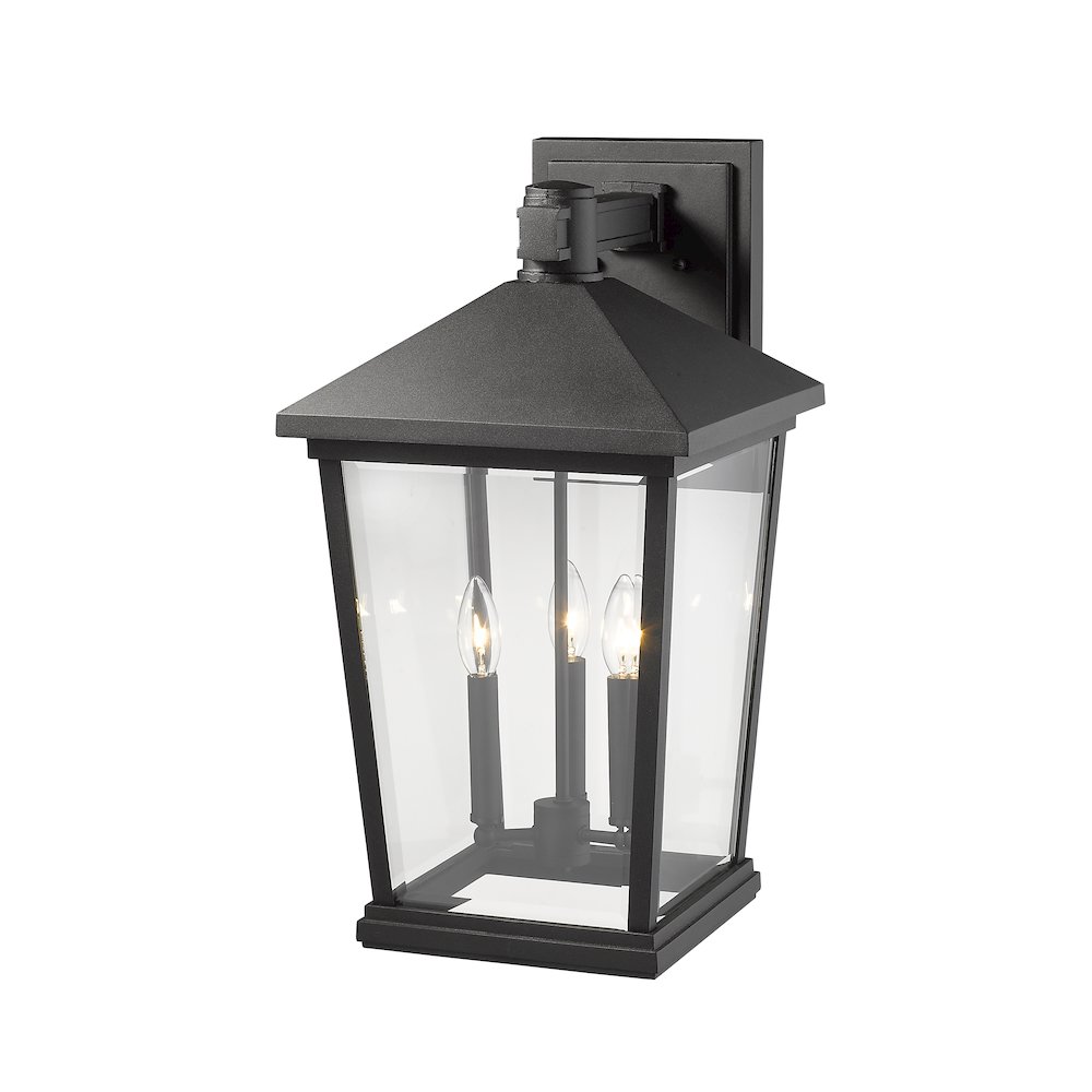 Z-Lite Beacon 3 Light Outdoor Wall Light in Black Frame Finish. Picture 4