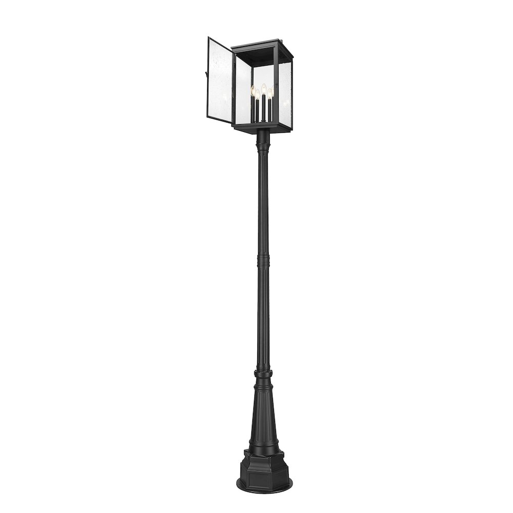 Z-Lite Hartwell 5 Light Outdoor Post Mounted Fixture in Sand Black color. Picture 2