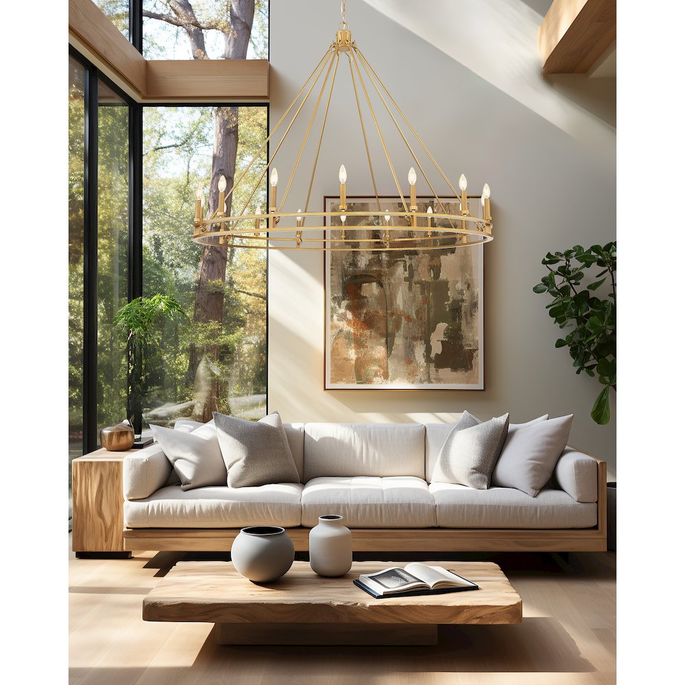 Z-Lite Dennison 16 Light Chandelier in Signature Brass color, Steel frame. Picture 6