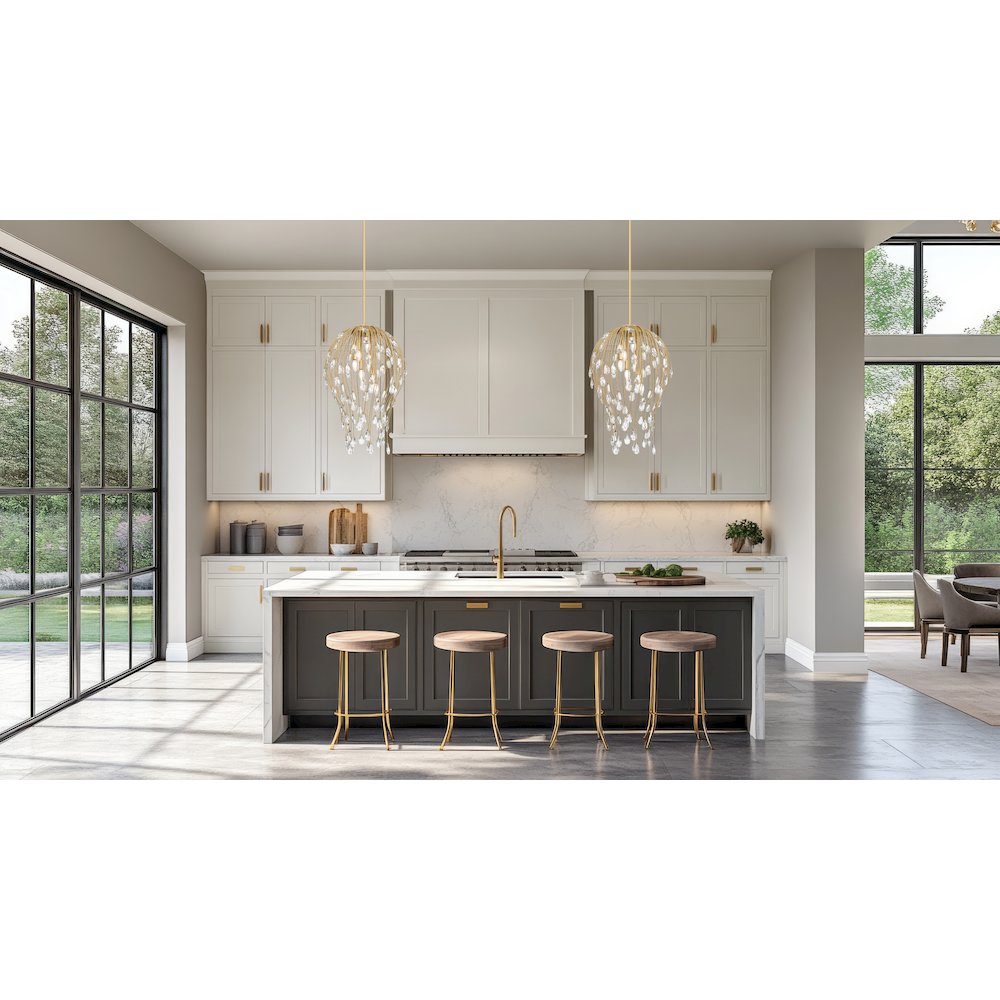 Z-Lite 6 Light Pendant, Modern Gold. Picture 5