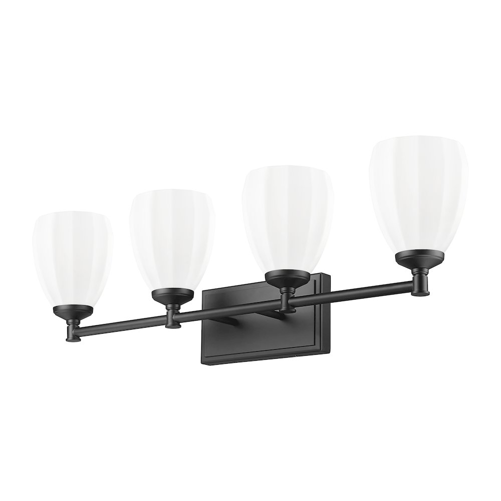 Z-Lite Oren 4 Light Vanity in Matte Black color, Steel frame. Picture 5