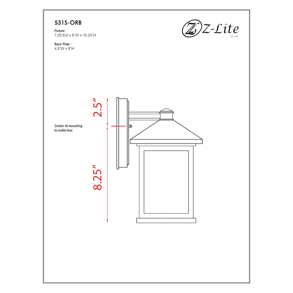 Z-Lite 1 Light Outdoor Wall Light. Picture 2